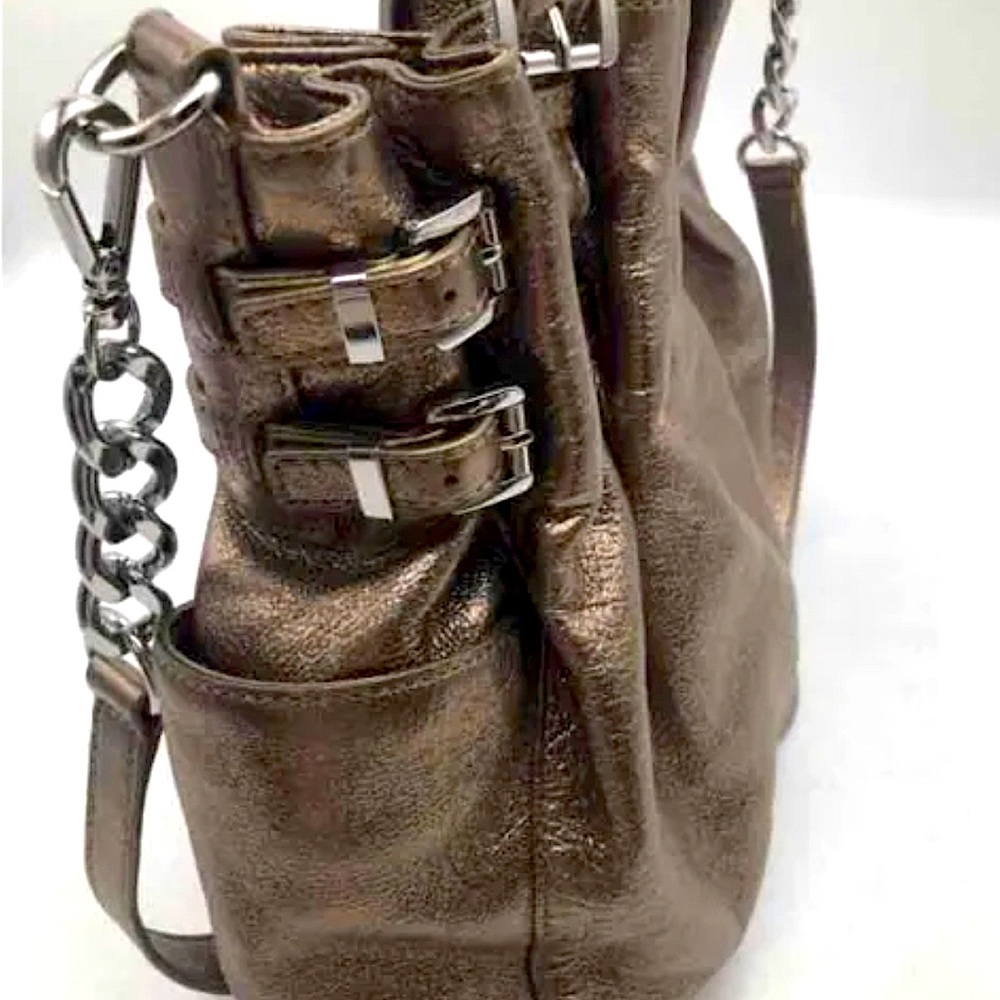 Michael Kors Gorgeous Metallic Bronze and Silver Tote Purse Bag - Picture 5 of 9